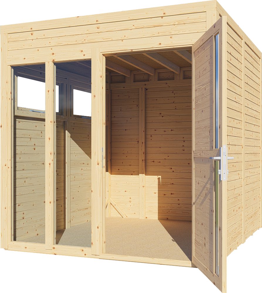 KONIFERA Gartenhaus Cubus 2 Office Lounge, 449 x 240 cm, mit Terrasse – Ansicht 3