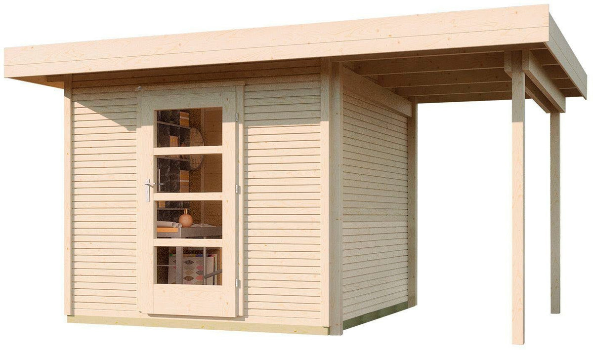 weka Gartenhaus wekaLine 172 A Gr.1, 399 x 284 cm, 28 mm, mit Anbau – Ansicht 2