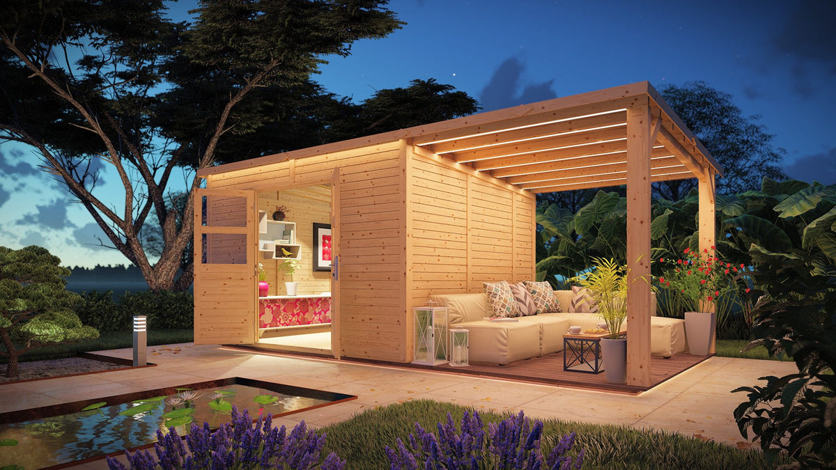 BERTILO Gartenhaus Baltrum 2 Set, 601 x 306 cm, mit Fußboden – Ansicht 3