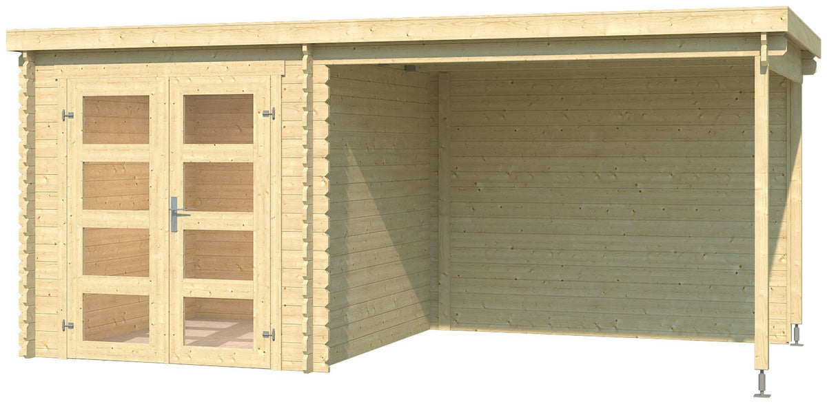 LASITA MAJA Gartenhaus Long Beach, 492 x 255 cm, 28 mm, mit Anbau – Ansicht 2