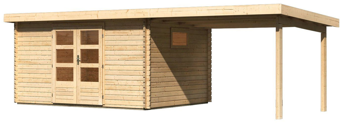Karibu Gartenhaus Trittau 5, 706 x 333 cm, mit Anbaudach – Ansicht 2