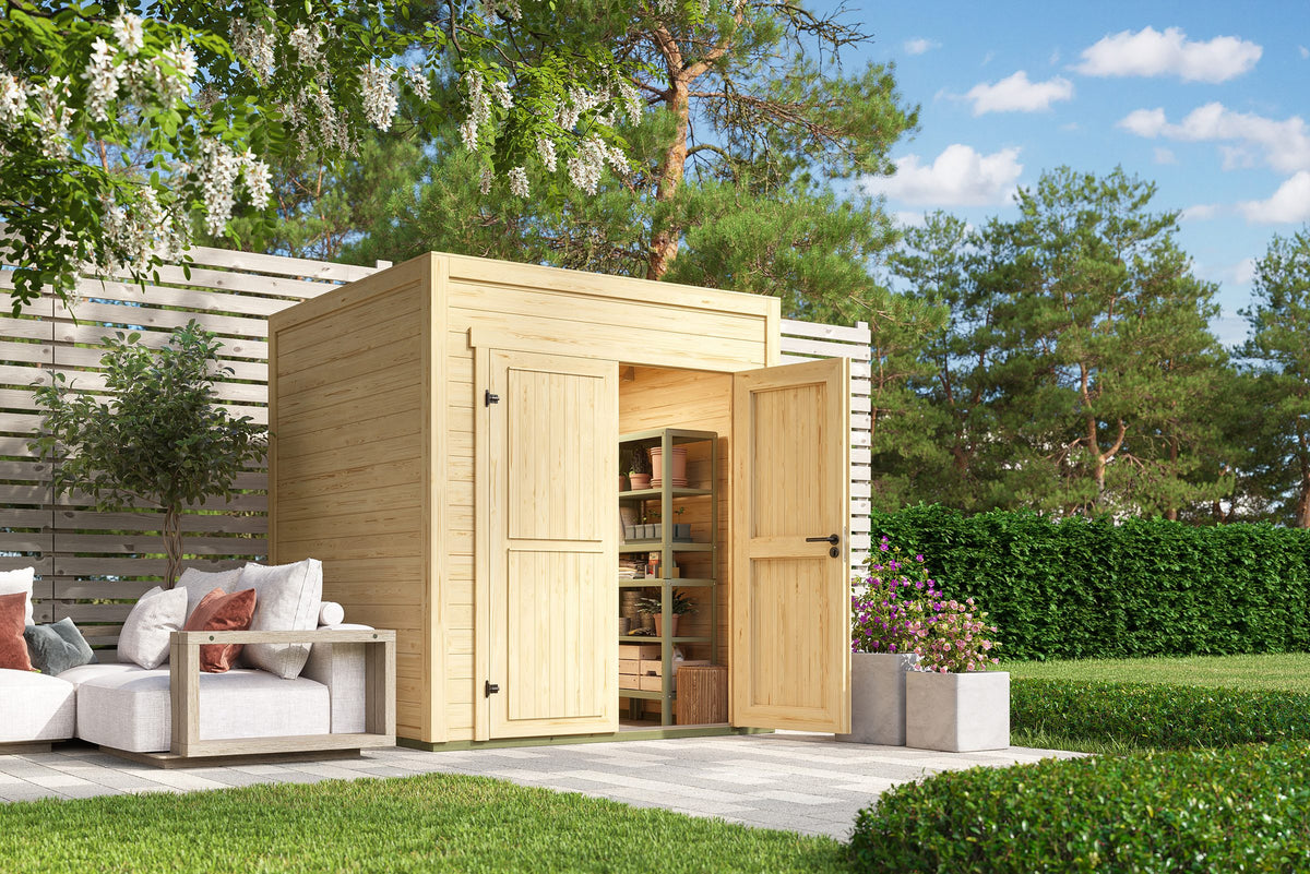 Nordic Holz Gartenhaus Fynn 1, 200 x 207,4 cm, mit Anbau