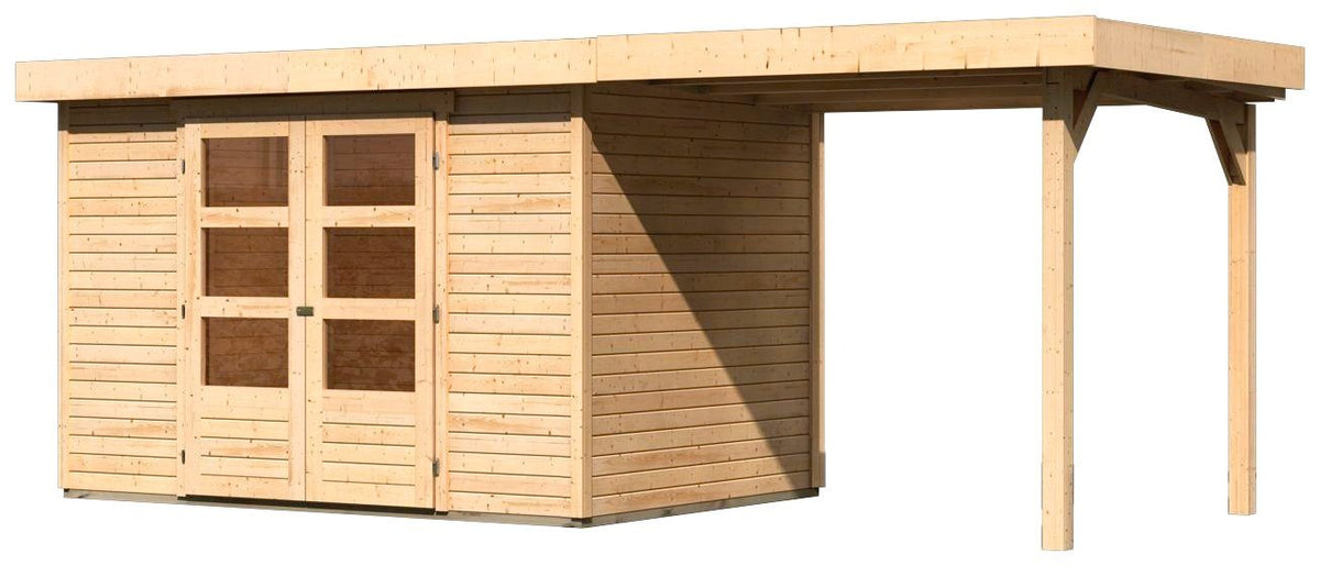 Karibu Gartenhaus Arnis, 330 x 238 cm, mit Anbaudach – Ansicht 2