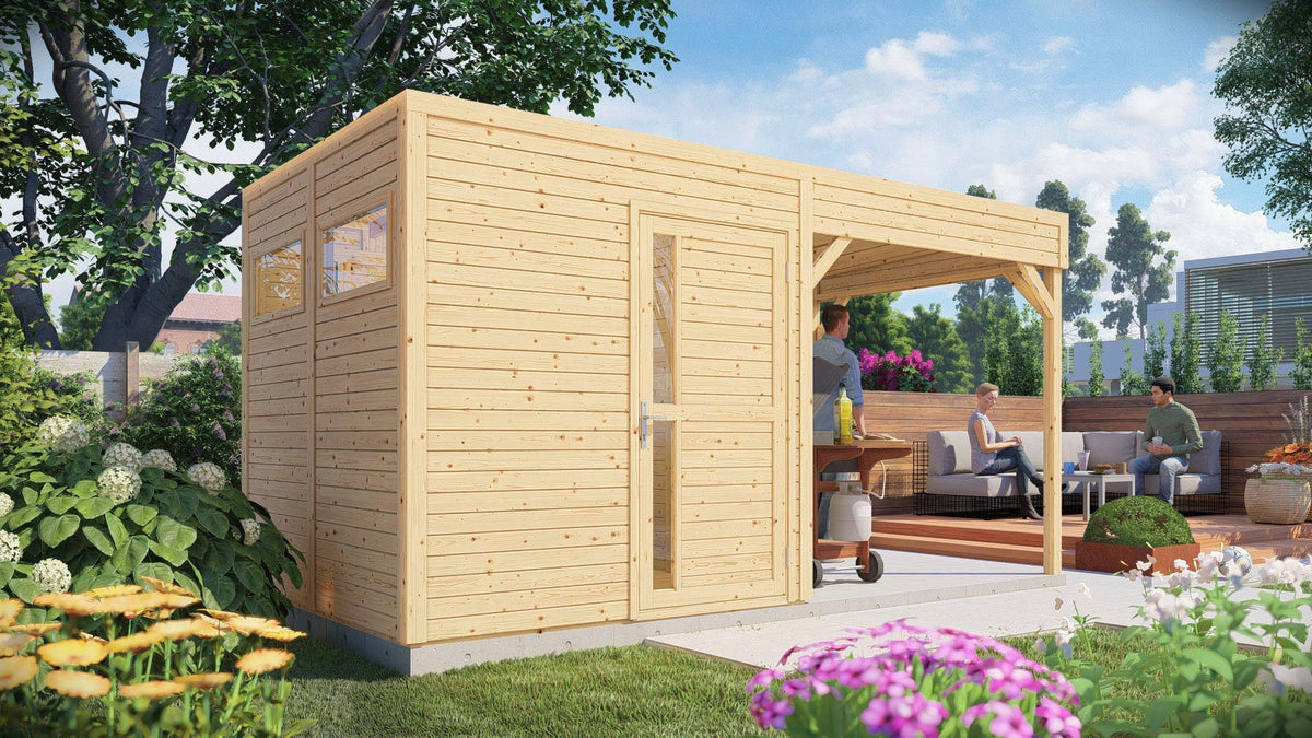 KONIFERA Gartenhaus Cubus 2 Lounge, 449 x 240 cm, mit Terrasse – Ansicht 3