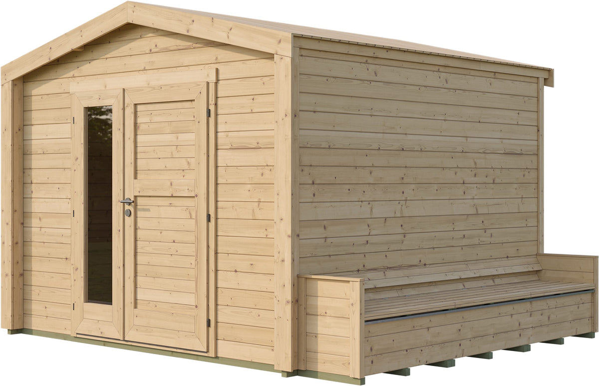 weka Gartenhaus Killarney, 357 x 313 cm, mit Sitztruhe – Ansicht 2