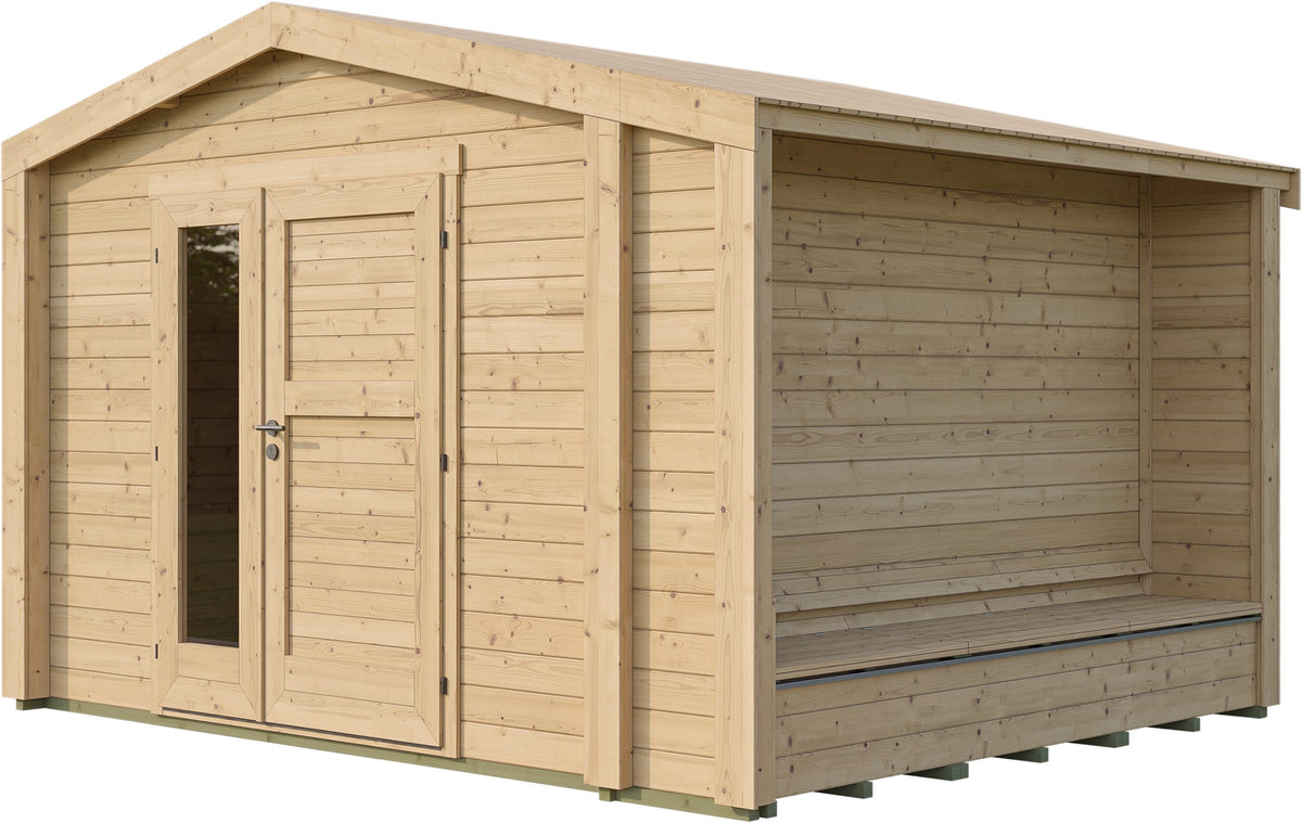 weka Gartenhaus Killarney, 361 x 313 cm, mit Sitztruhe – Ansicht 2