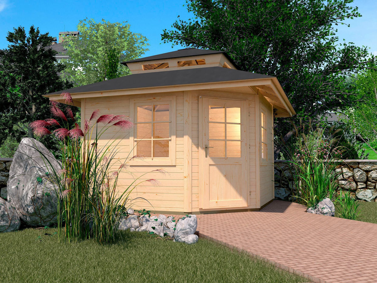 weka Gartenhaus 149 5-Eck m.Dachaufsatz Gr.2, 380 x 380 cm, 28 mm