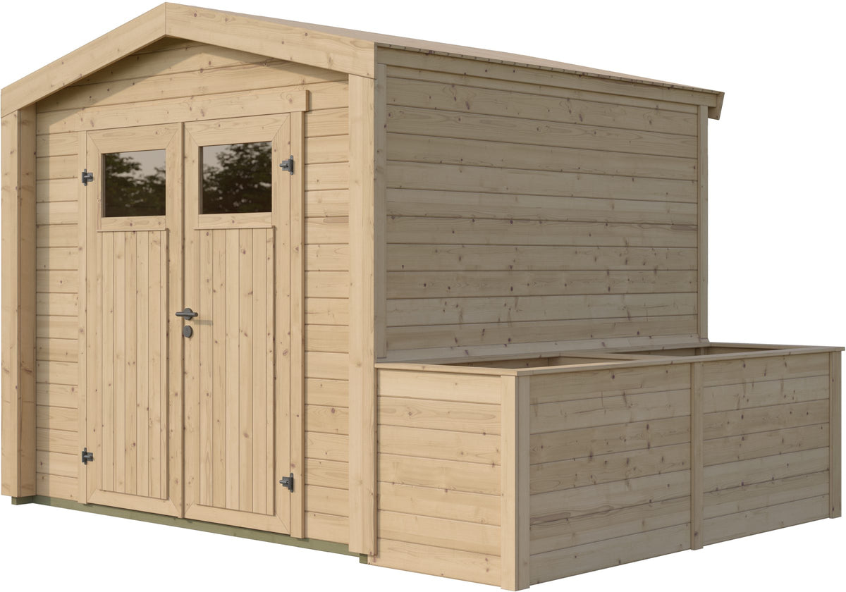 weka Gartenhaus Killarney, 320 x 248 cm, mit Hochbeet – Ansicht 2