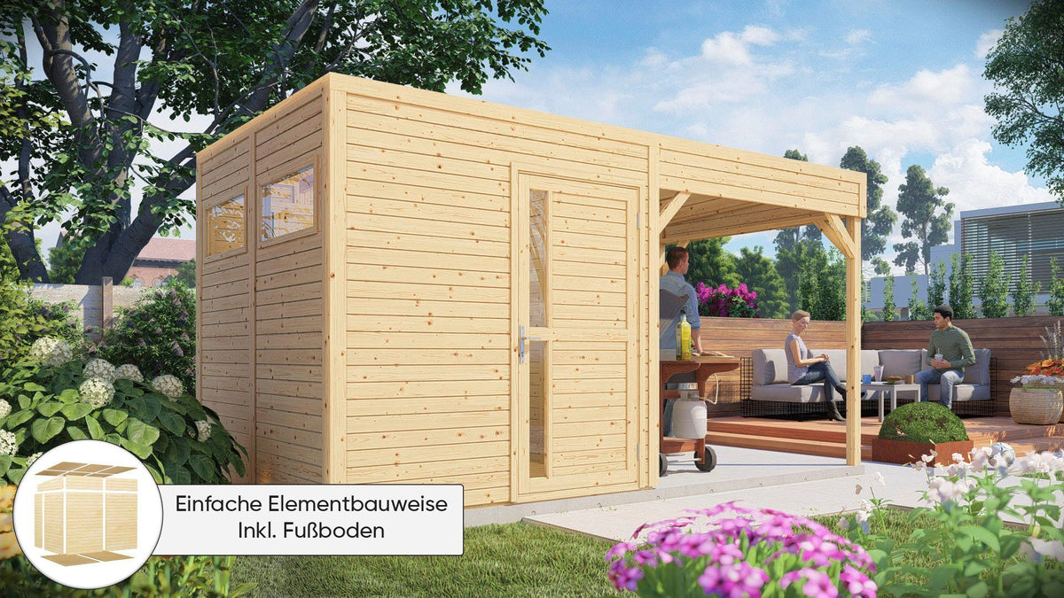 KONIFERA Gartenhaus Cubus 2 Lounge, 449 x 240 cm, mit Terrasse