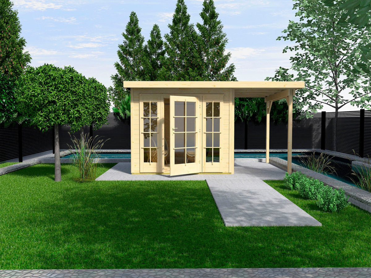 weka Gartenhaus Panorama 172 Gr.2, 614 x 342 cm, 21 mm, mit Anbau