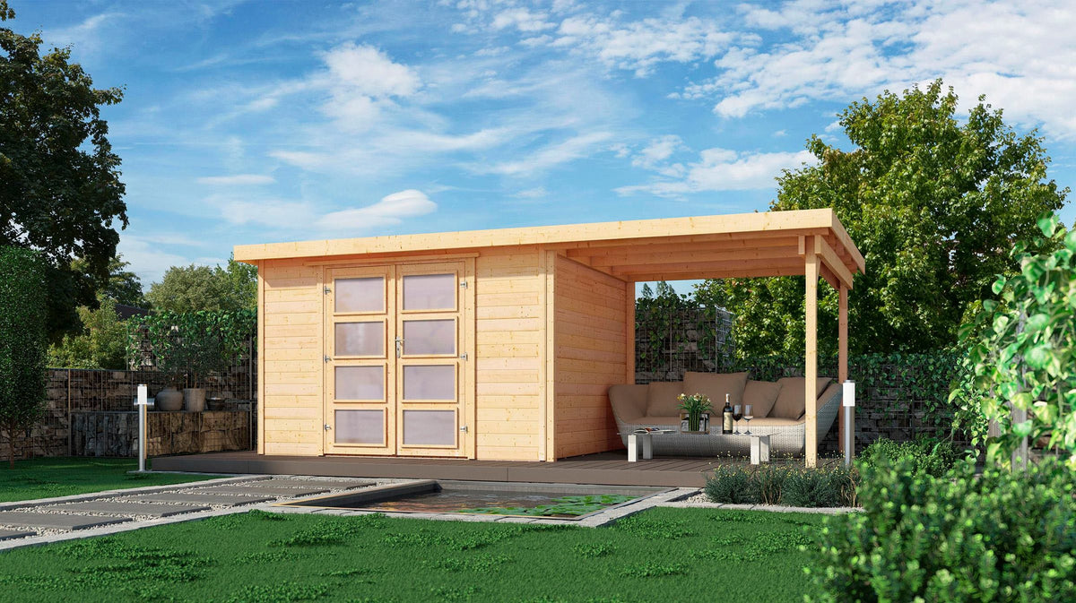 weka Gartenhaus 321 B Gr.1, 452 x 237 cm, 19 mm, mit Anbau