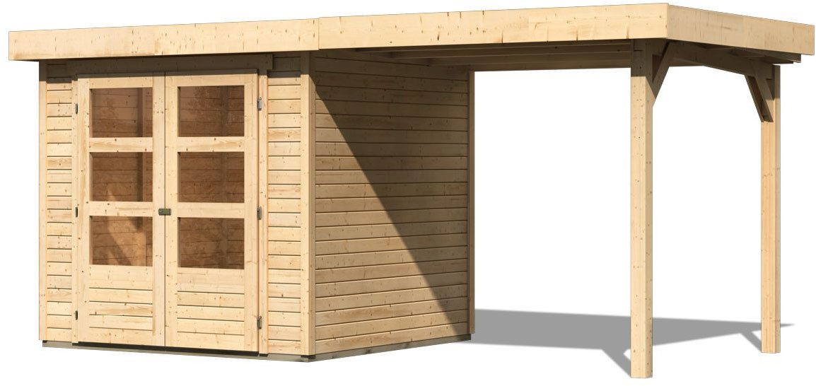 KONIFERA Gartenhaus Nikulai 2, 467 x 238 cm, mit Anbaudach – Ansicht 2