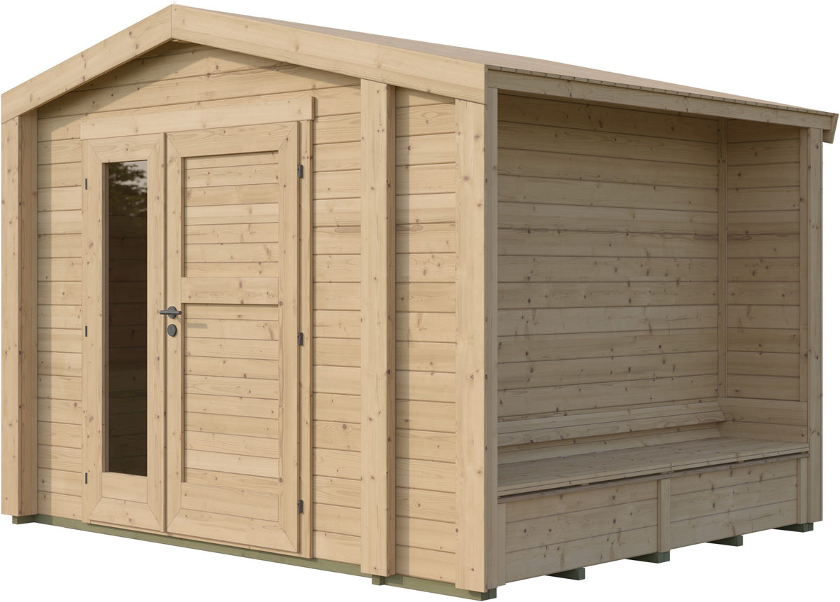 weka Gartenhaus Killarney, 311 x 263 cm, mit Sitztruhe – Ansicht 2