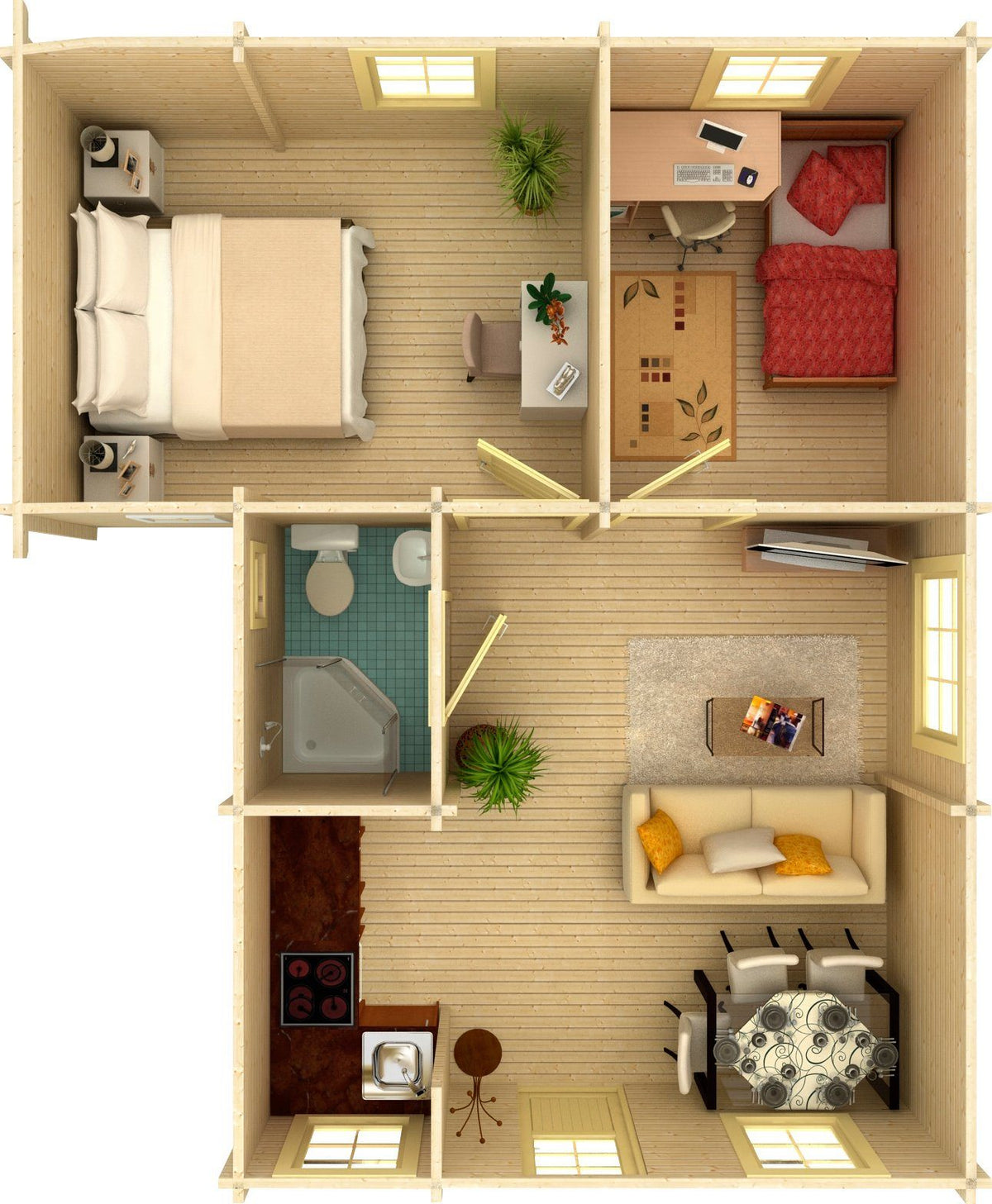 Palmako Ferienhaus E_mily, 660 x 780 cm, mit Fußboden