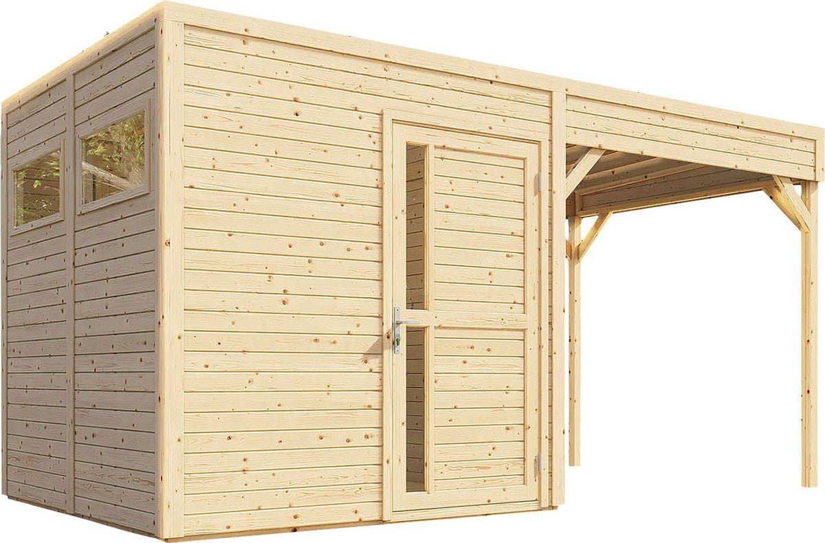 KONIFERA Gartenhaus Cubus 2 Lounge, 449 x 240 cm, mit Terrasse – Ansicht 2