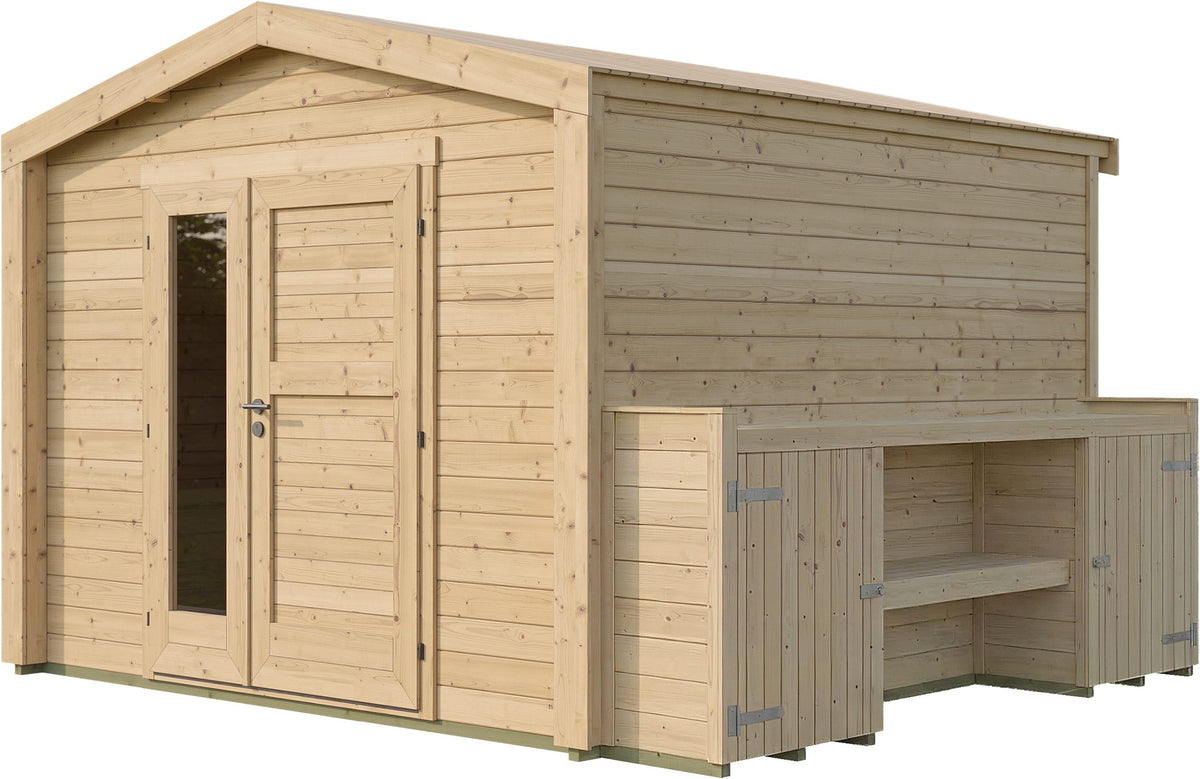 weka Gartenhaus Killarney, 357 x 313 cm, mit Pflanztisch – Ansicht 2