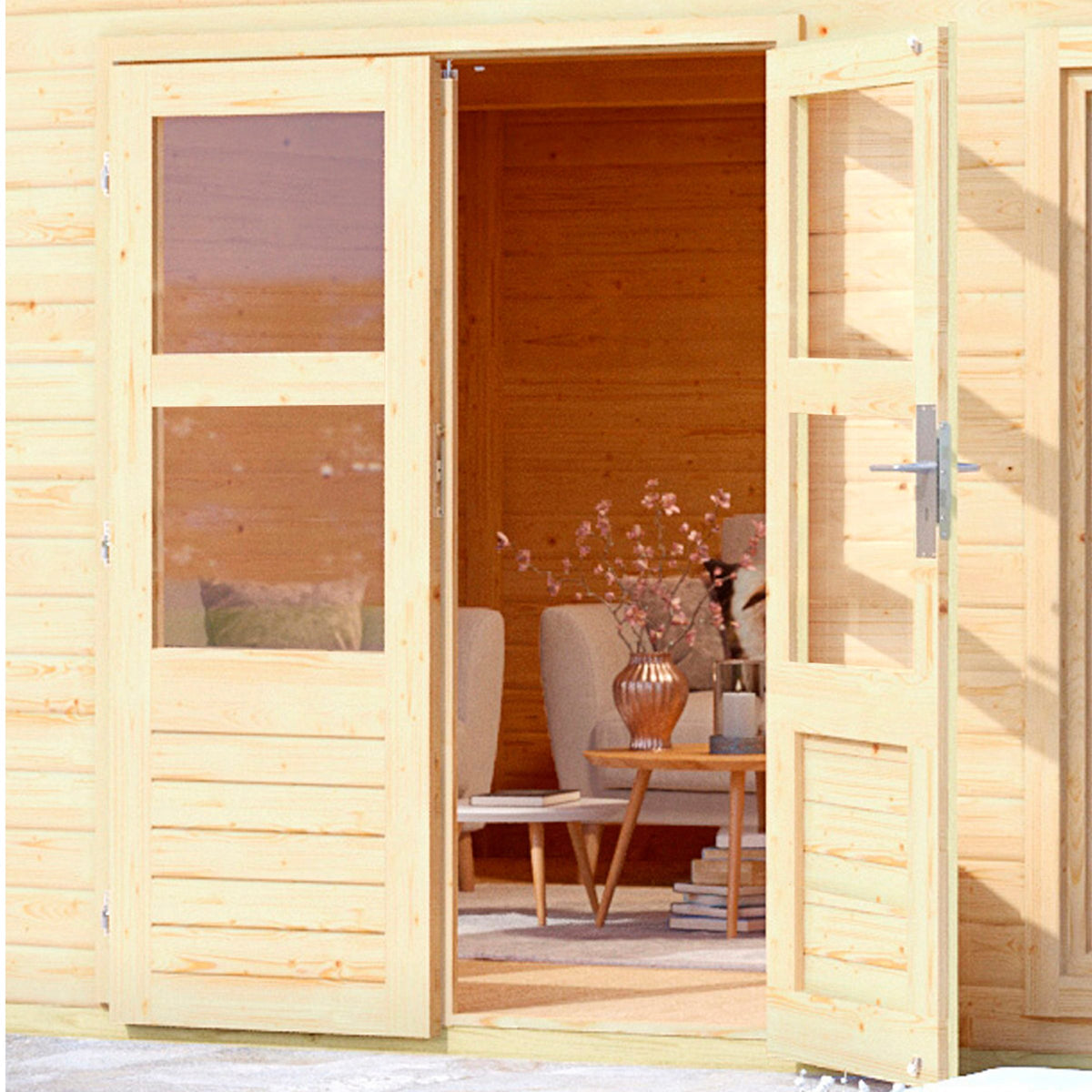 Karibu Gartenhaus Perlsee 3, 604 x 360 cm, mit Anbaudach – Ansicht 3
