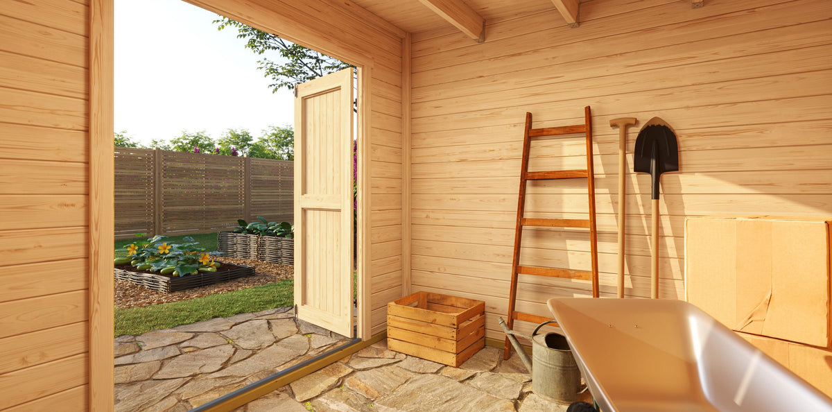 Nordic Holz Gartenhaus Fynn 2, 250 x 257,5 cm, mit Anbau – Ansicht 3