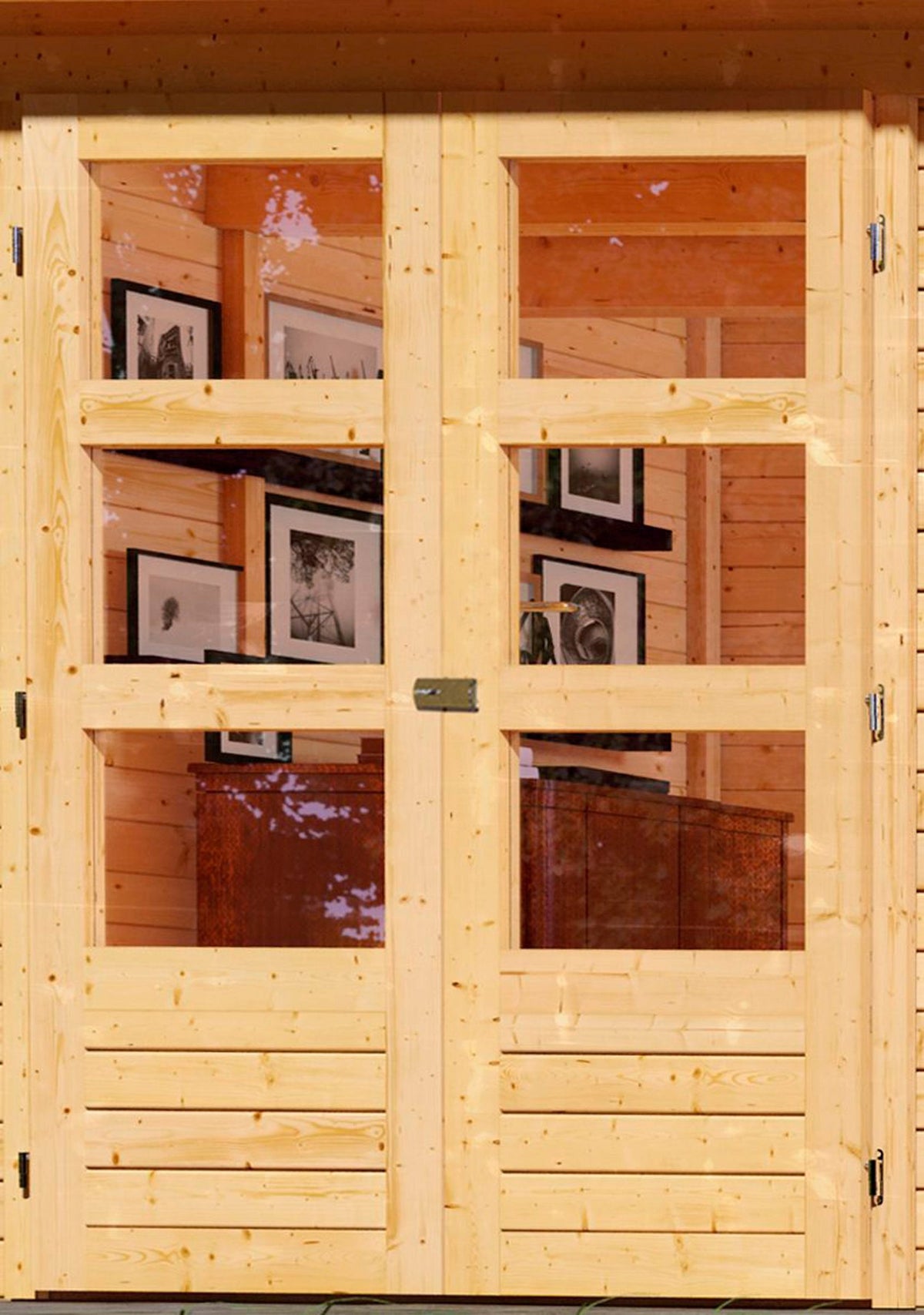 Karibu Gartenhaus Arnis, 266 x 238 cm, mit Anbaudach – Ansicht 3