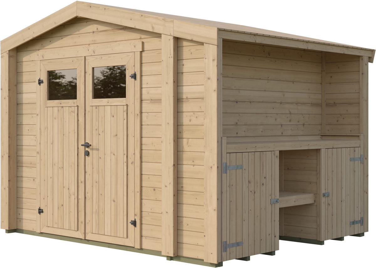 weka Gartenhaus Killarney, 311 x 263 cm, mit Pflanztisch – Ansicht 2