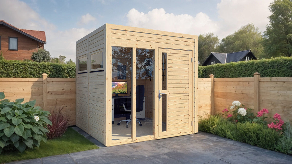 KONIFERA Gartenhaus Cubus 2 Office Lounge, 449 x 240 cm, mit Terrasse